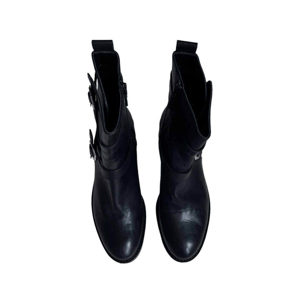 Cole Haan  Black Leather Grand 360 Moto Boot Double Buckle Size 7.5 - Picture 3 of 7